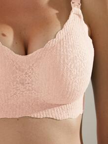 SHEIN 孕婦貝殼邊哺乳內衣 - 珊瑚粉 - 查看 4