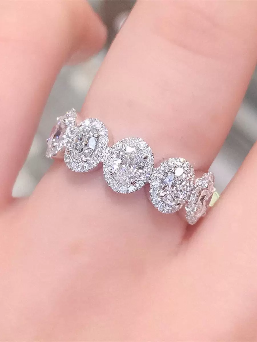 1 chiếc nhẫn đá Cubic Zirconia thời trang, quà tặng cho nữ, trang sức dự tiệc cưới, quà tặng Ngày của Mẹ cho mẹ.