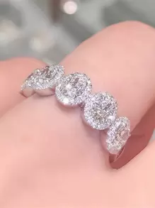 1 chiếc nhẫn đá Cubic Zirconia thời trang, quà tặng cho nữ, trang sức dự tiệc cưới, quà tặng Ngày của Mẹ cho mẹ. - Bạc - Xem 4