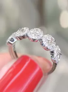 1 chiếc nhẫn đá Cubic Zirconia thời trang, quà tặng cho nữ, trang sức dự tiệc cưới, quà tặng Ngày của Mẹ cho mẹ. - Bạc - Xem 5