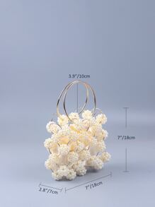 Mini Faux Pearl Decor Top Ring Evening Bag - Beige - View 6