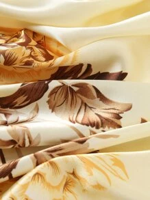 1pc Printed Satin Bandana/headband For Women (90cm) - Beige - View 5