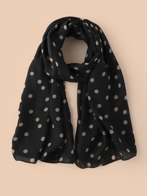 Elegant 1pc Polka Dot Print Scarf For Daily Wear Winter Fall