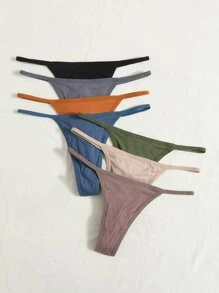 7 paquetes de Tangas sexys de costilla lisa - Multicolor - Ver 3