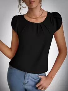 SHEIN Tall 花瓣袖拼接細節襯衫