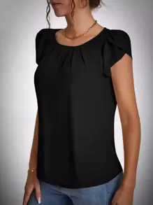 SHEIN Tall 花瓣袖拼接細節襯衫