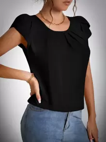 SHEIN Tall 花瓣袖拼接細節襯衫