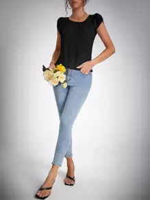 SHEIN Tall 花瓣袖拼接細節襯衫