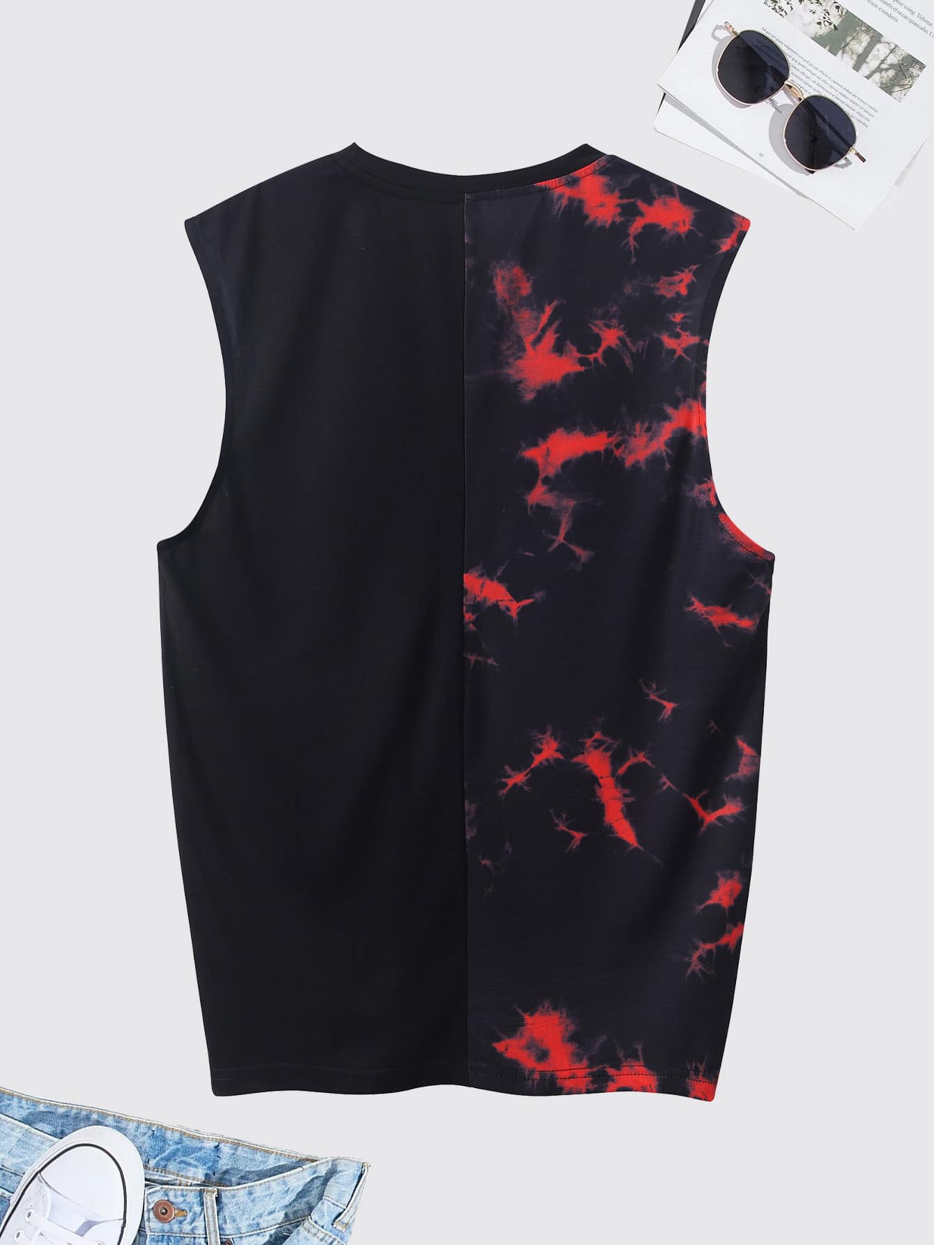 Manfinity Hombres Top tank de tie dye con estampado de expresión - Multicolor - Añade 2