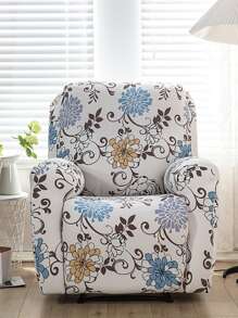 1pc Flower Pattern Recliner Slipcover, Vintage Polyester Recliner Stretchy Sofa Slipcover For Home - Multicolor - View 2