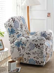 1pc Flower Pattern Recliner Slipcover, Vintage Polyester Recliner Stretchy Sofa Slipcover For Home - Multicolor - View 4