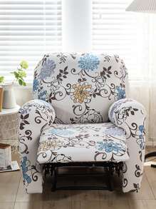 1pc Flower Pattern Recliner Slipcover, Vintage Polyester Recliner Stretchy Sofa Slipcover For Home - Multicolor - View 5