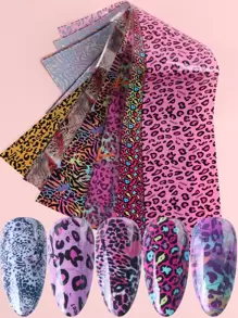 10sheets Leopard Print Nail Transfer Foil DIY Nail Charms Nail Gems Nail Supplies - Multicolor - View 1