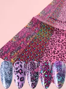 10sheets Leopard Print Nail Transfer Foil DIY Nail Charms Nail Gems Nail Supplies - Multicolor - View 2