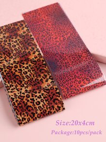 10sheets Leopard Print Nail Transfer Foil DIY Nail Charms Nail Gems Nail Supplies - Multicolor - View 4