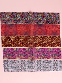 10sheets Leopard Print Nail Transfer Foil DIY Nail Charms Nail Gems Nail Supplies - Multicolor - View 6