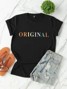 Plus Letter Graphic Tee - Black - View 1