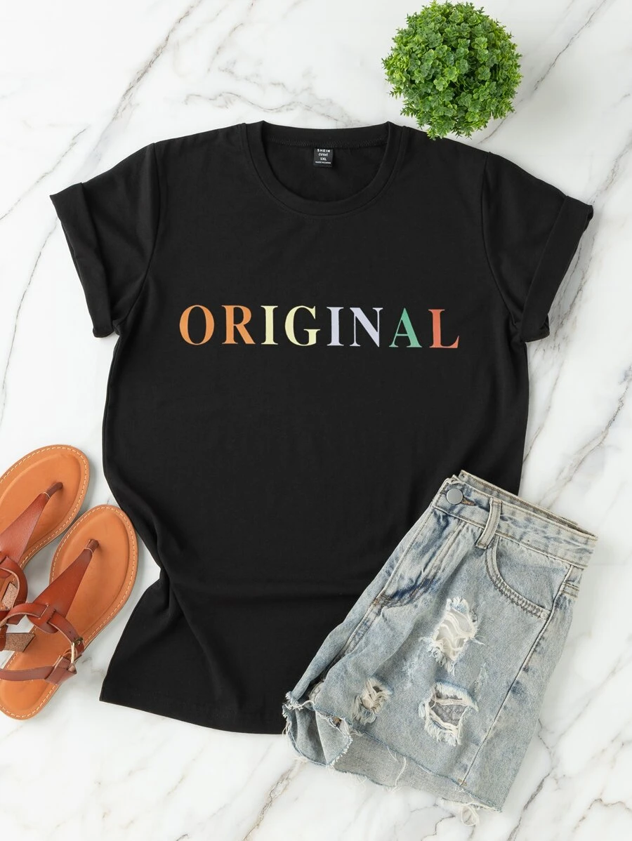 Plus Letter Graphic Tee - Black - View 1