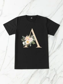 Áo thun Plus size Lá thư Giải trí - màu đen - Xem 4