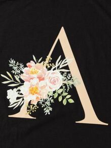 Áo thun Plus size Lá thư Giải trí - màu đen - Xem 5