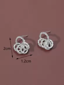 Women Elegant Rhinestone Decor Earrings - Silver - View 3