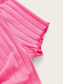 SHEIN EZwear 木耳邊前打結短款上衣 - 粉色 - 查看 3