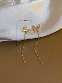 Andkiss Pendientes de enhebrador con diamante de imitación con diseño de mariposa