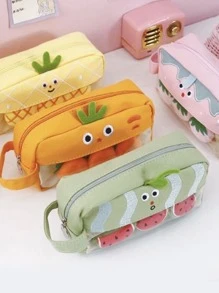 1入組可愛卡通水果鉛筆盒,毛絨文具袋,小學、初中和高中筆盒 - 彩色 - 查看 1