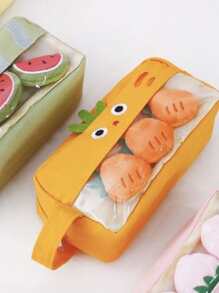 1入組可愛卡通水果鉛筆盒,毛絨文具袋,小學、初中和高中筆盒 - 彩色 - 查看 2