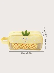 1入組可愛卡通水果鉛筆盒,毛絨文具袋,小學、初中和高中筆盒 - 彩色 - 查看 3