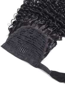 1pc Wrap Around Ponytail Jerry Curl 1B Natural Black Color 150% Density Remy Natural Black Color Human Hair Extension Daily Use Hair Extensions - Natural Black - View 5