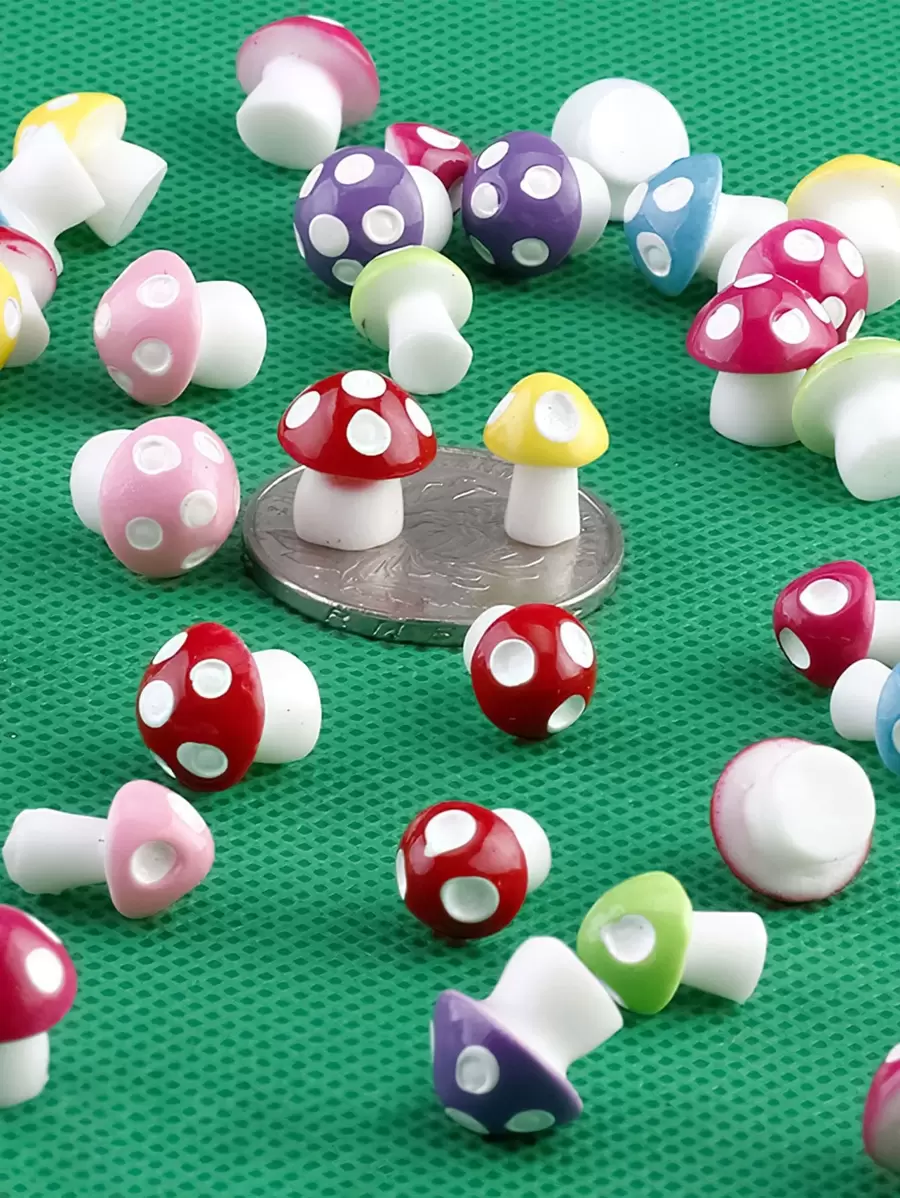 20pcs Random Mini Mushroom Ornament - Multicolor - View 1