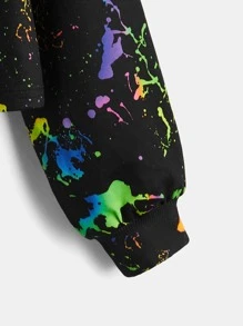 SHEIN Leap Crew Tween Girl Reflective Splash Ink Print Sweatshirt - Multicolor - View 4