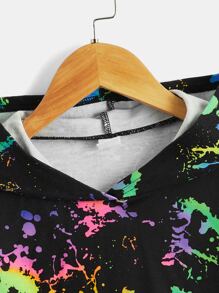 SHEIN Leap Crew Tween Girl Reflective Splash Ink Print Sweatshirt - Multicolor - View 5