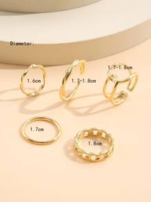 17KM 5pcs Chain Design Ring - Yellow Gold - View 4