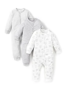 Baby Boy 3pcs Cartoon Graphic Striped Button Front Jumpsuit - Multicolor - View 1