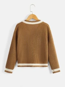 Girls V Neck Cricket Jumper - Ginger - View 2