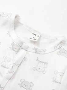 Baby Boy 3pcs Cartoon Graphic Striped Button Front Jumpsuit - Multicolor - View 3