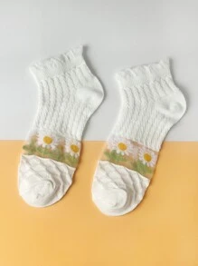 Vớ mắt cá chân có họa tiết hoa - Nhiều màu - Xem 1