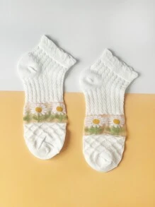 Vớ mắt cá chân có họa tiết hoa - Nhiều màu - Xem 2