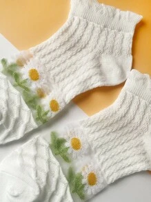 Vớ mắt cá chân có họa tiết hoa - Nhiều màu - Xem 3