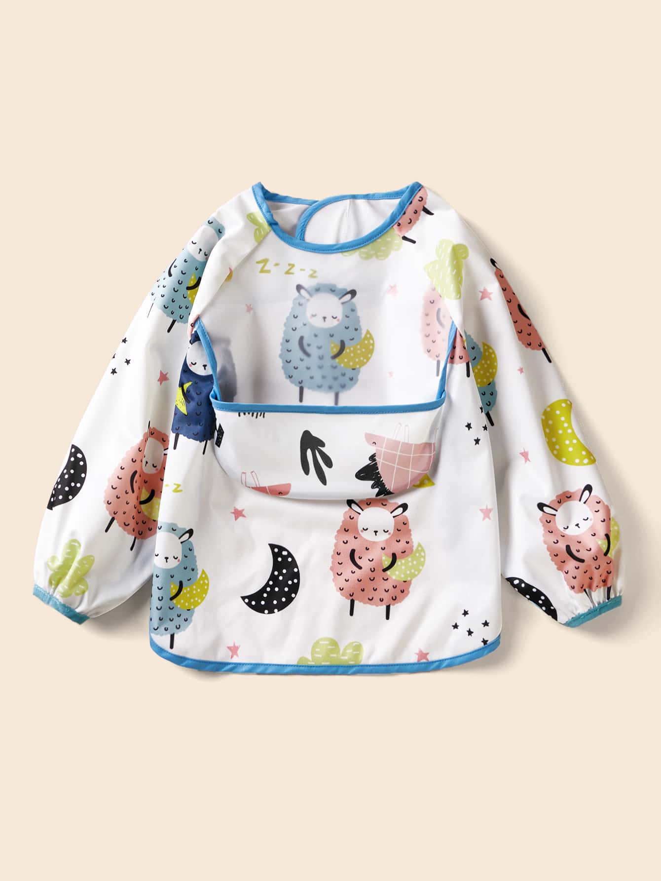 嬰兒卡通圖案帶袖圍兜 - 彩色 - 查看 1