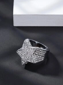 1 Peça Hip Hop Para Mulheres Homens Decoração De Estrela De Strass Anel Perfeito Jóias Presente Para Festa Cobre Jóias Para Festa