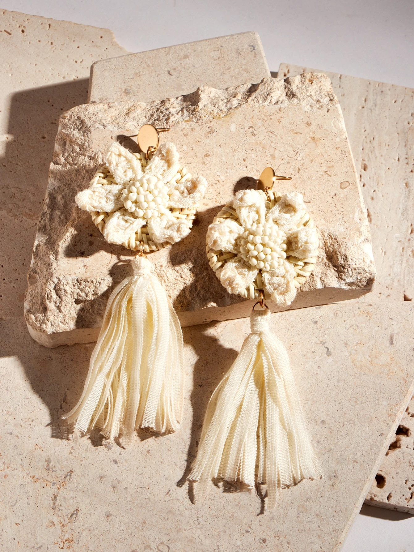 Flower & Tassel Drop Earrings