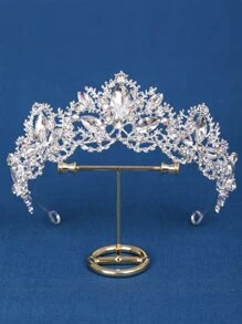 Tiara nupcial con diseño de diamante de imitación - Plateado - Ver 1