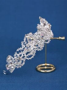 Tiara nupcial con diseño de diamante de imitación - Plateado - Ver 5