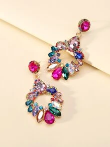 1pair Geometric Shape Colored Glass Earrings