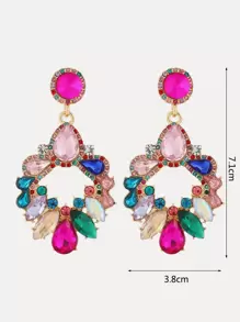 1pair Geometric Shape Colored Glass Earrings