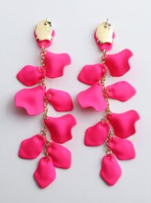 1 đôi bông tai mặt dây chuyền hình cánh hoa hồng acrylic - Màu Hồng Tươi - Xem 2