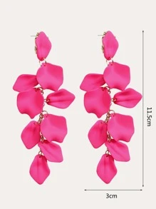 1 đôi bông tai mặt dây chuyền hình cánh hoa hồng acrylic - Màu Hồng Tươi - Xem 3